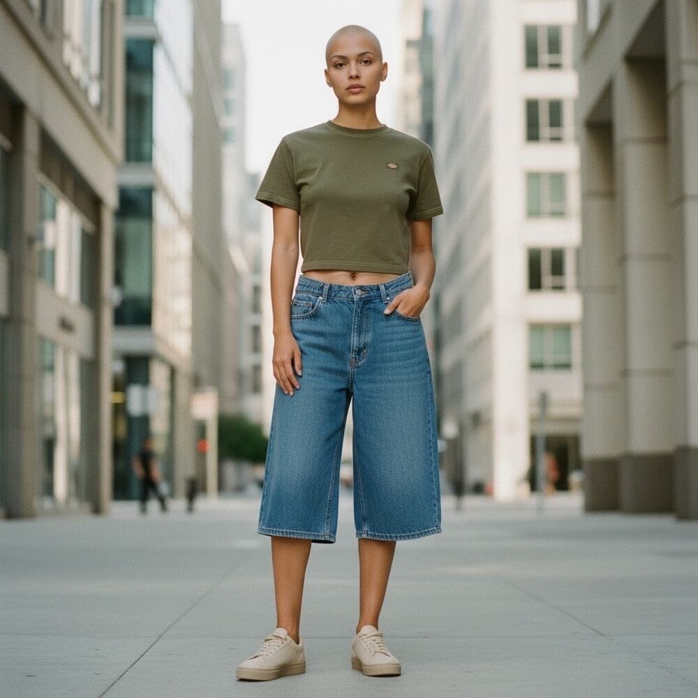 Dickies Maple Valley Cropped T-Shirt Military Stitch EUC